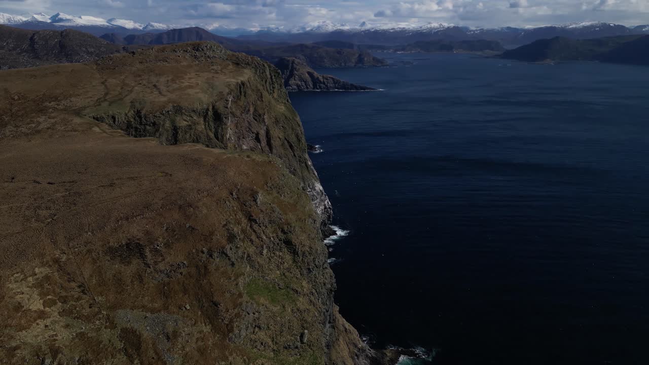 Aerial View of Dramatic Cliffs and Coastline in Scotland