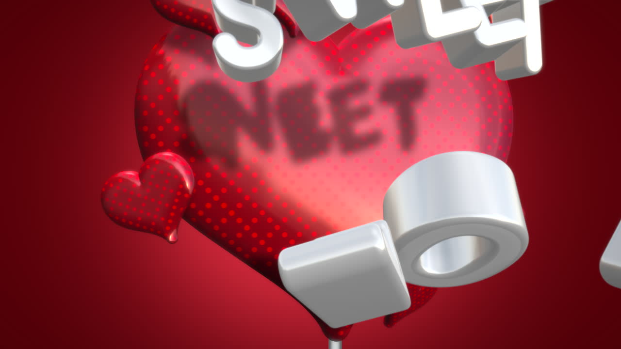 발렌타인 데이에 달콤한 사랑 텍스트와 모션 로맨틱 하트