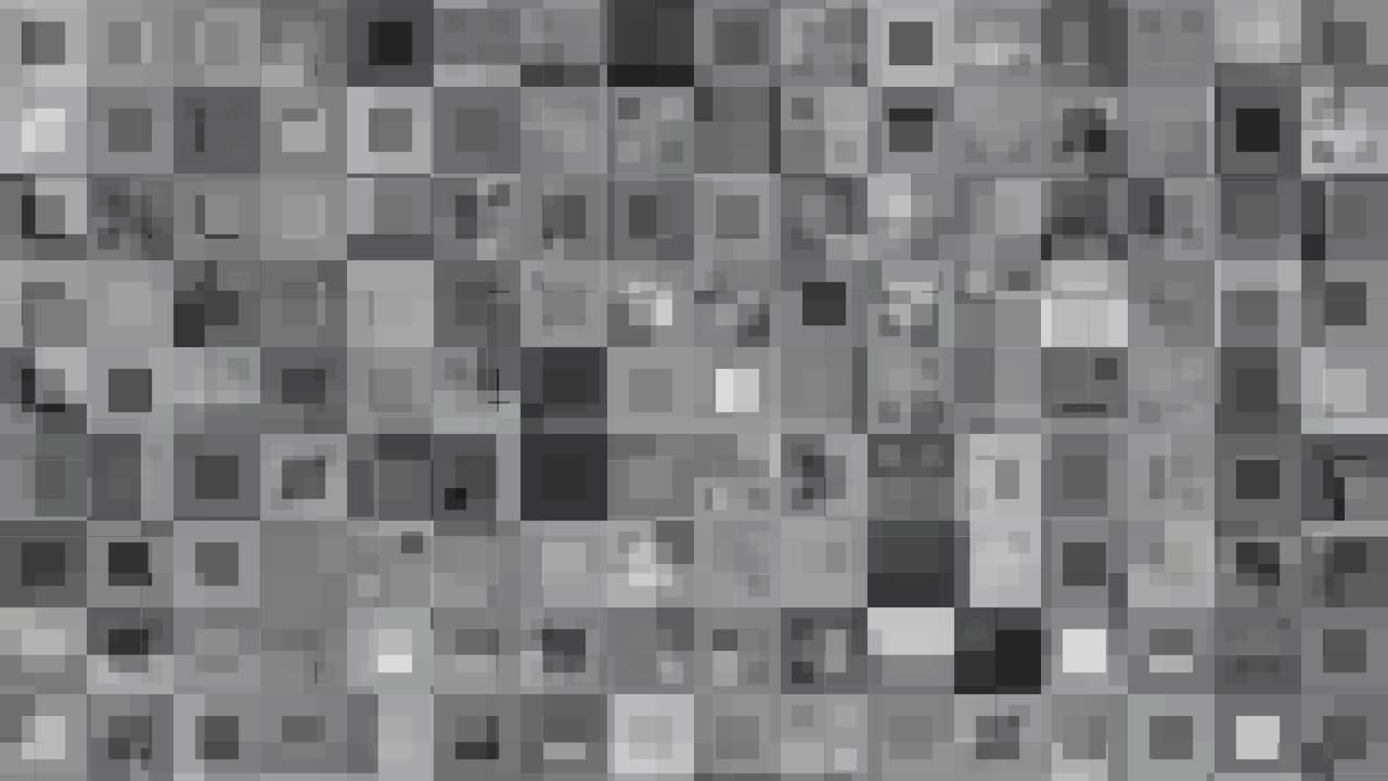 Motivo a mosaico grigio astratto, quadrati nidificati, estetica pixel digitale, sfondo architettonico geometrico monocromatico