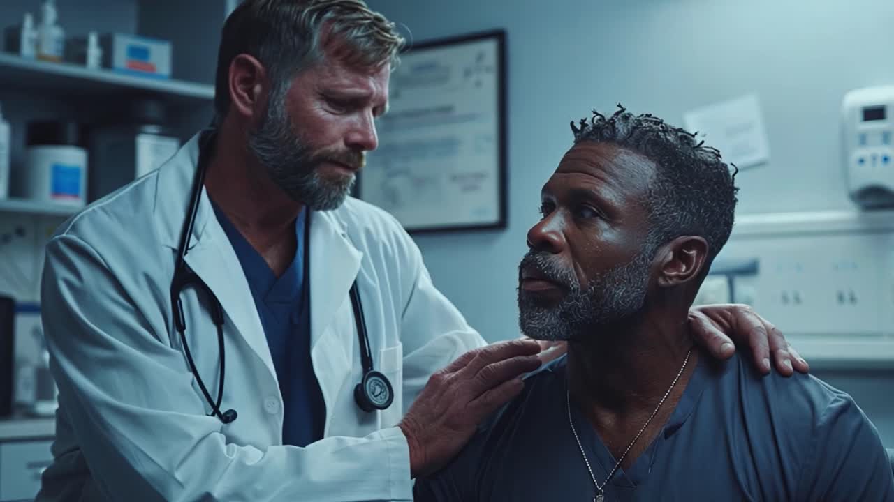 Doctor consulting with a male patient in a medical setting