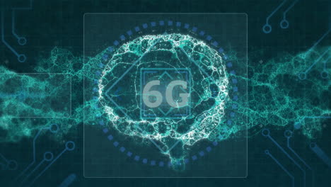 6g 텍스트, 뇌, 스 스캔, 연결 및 데이터 처리의 애니메이션