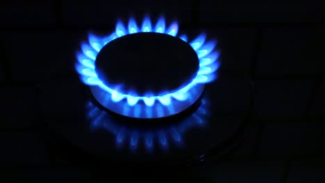 the blue color of the gas.