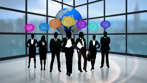 black silhouettes of business people