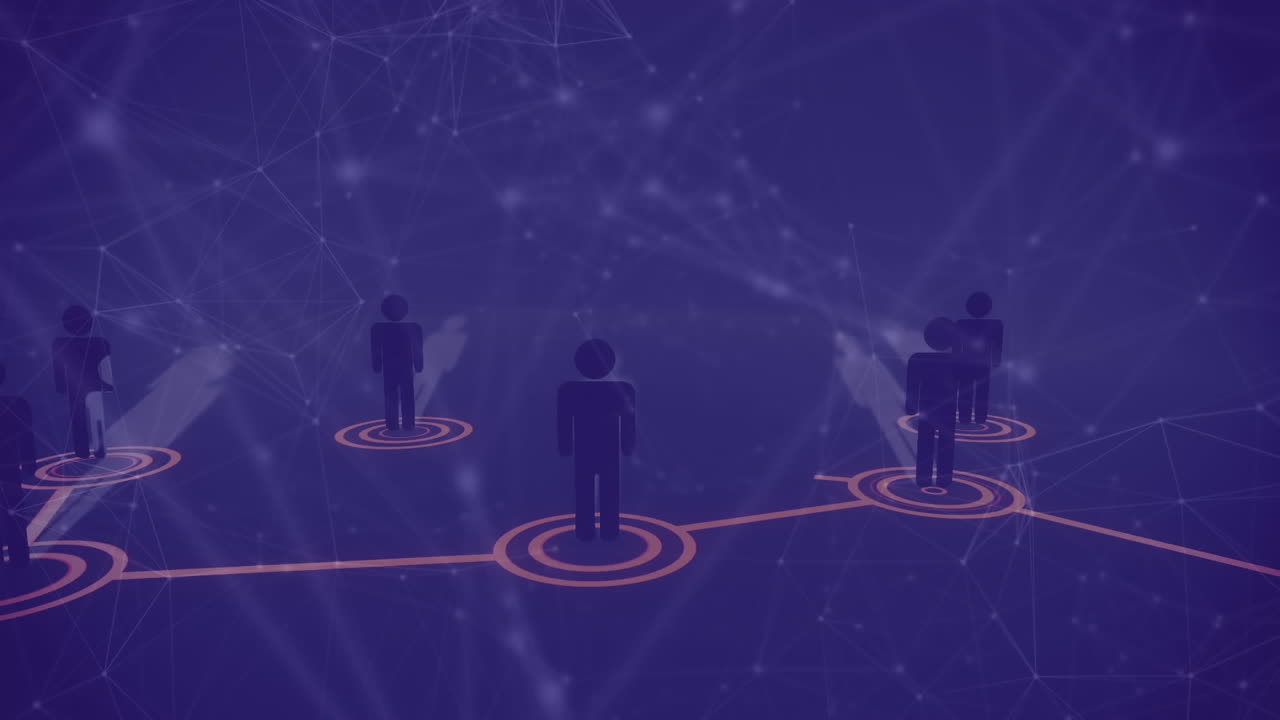 Animation of network of connections on purple background