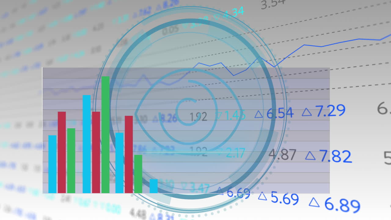 Animation of data processing over eye icon