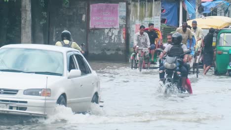 flooded streets of dhaka, bangladesh, buriganga river overflowed monsoon season