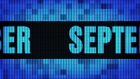 september displayed on a led screen