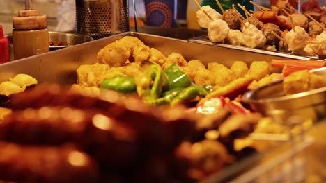 colorful street food stall with diverse offerings