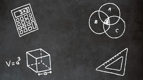 iconos del concepto de la escuela contra el pizarrón