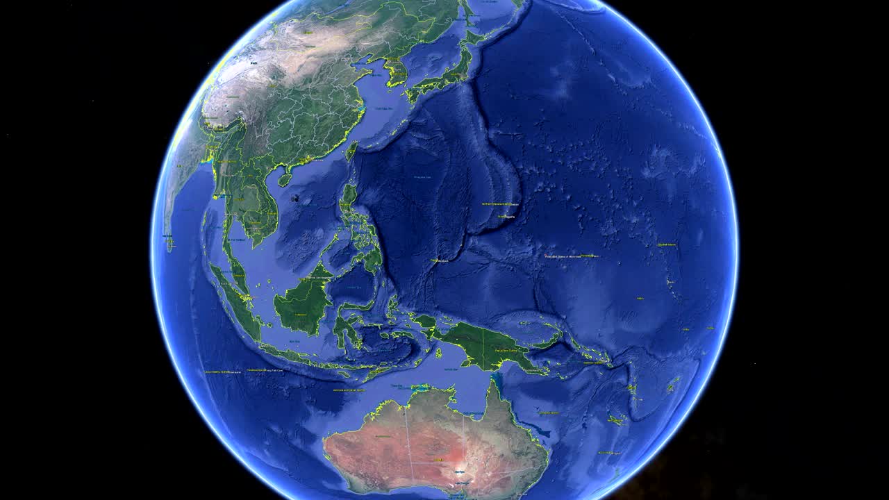 미크로네시아 발과 함께 우주에서 3d 지구 - 미트로네시아 외부에서 확대