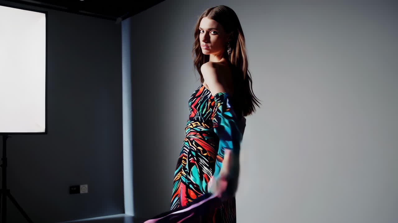 Colorful Printed Dress Fashion Photography