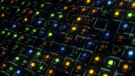 abstract digital interface with glowing lights and grid pattern