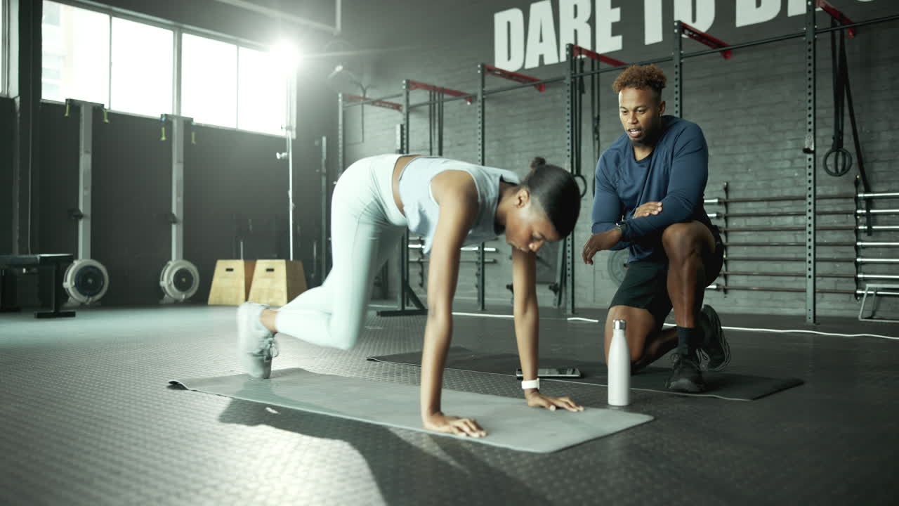 Fitness workout with a personal trainer