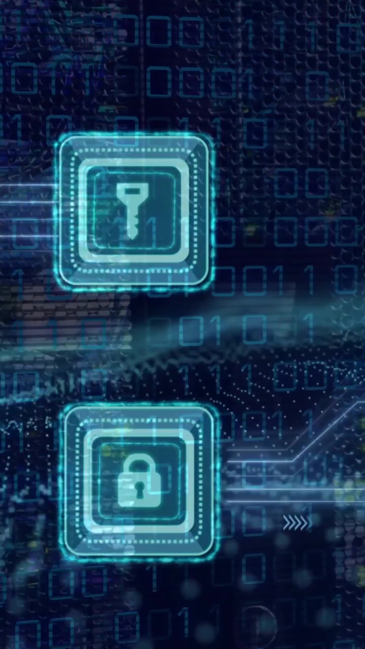 Animated Key and Padlock Icons Representing Digital Security