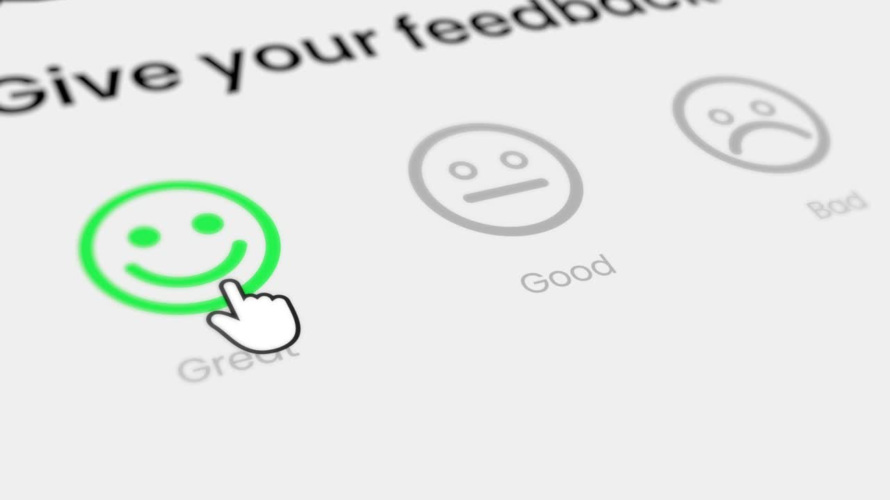 Cursore del mouse che clicca in modo ottimale sull'interfaccia di valutazione del feedback