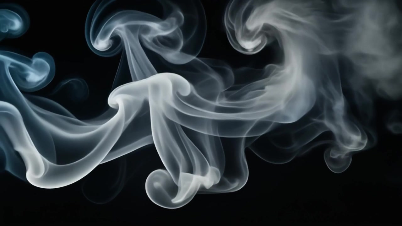 Abstract Fumo bianco che gira su uno sfondo nero