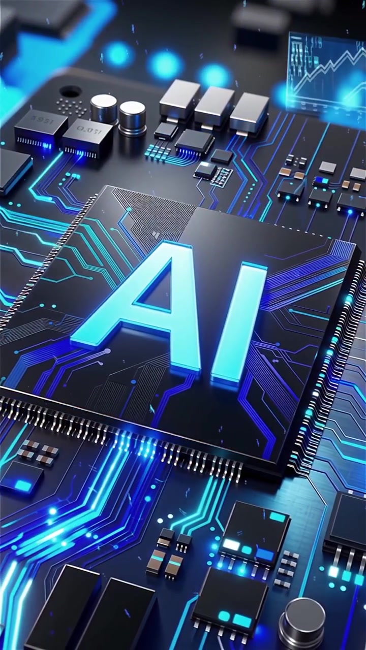 Futuristic AI Chip Motherboard Technology Background