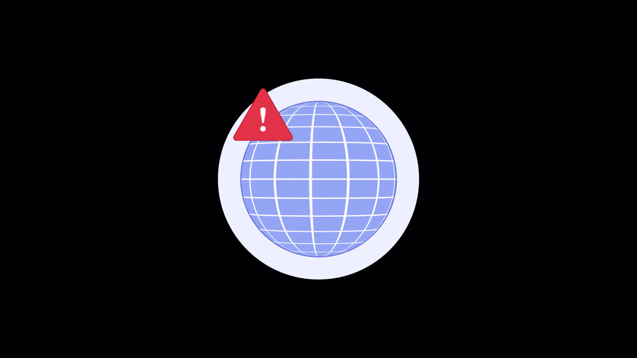 Animated Globe with Red Warning Icon for Network Error