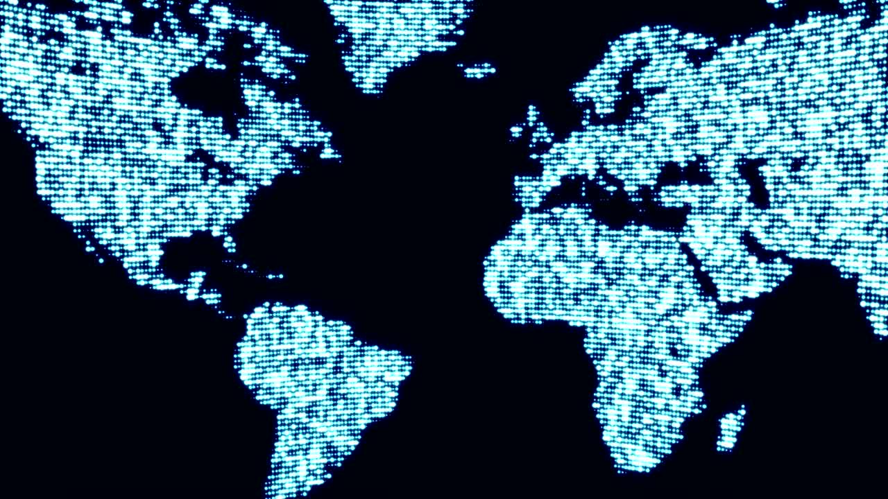Digital blue world map in dots.