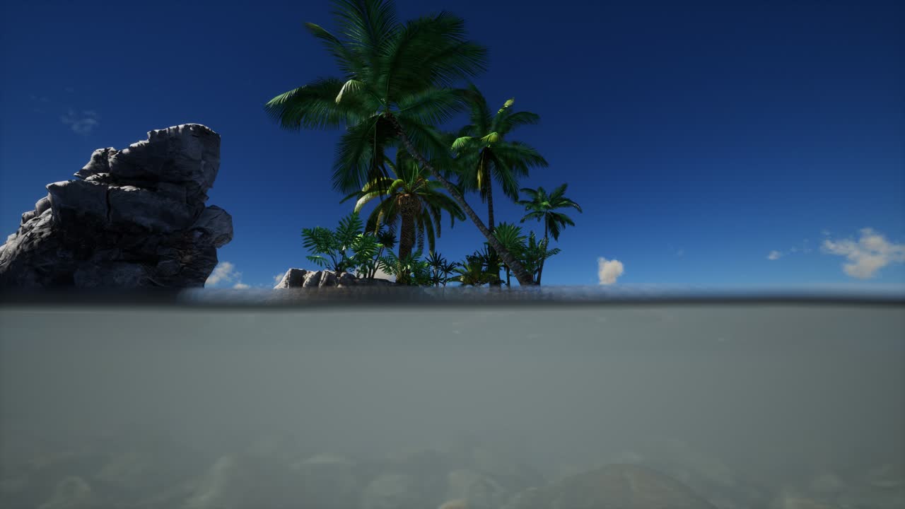 agua fangosa marrón y palmeras en la isla