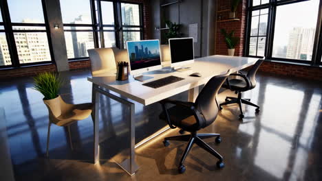 bright modern loft office space with city views