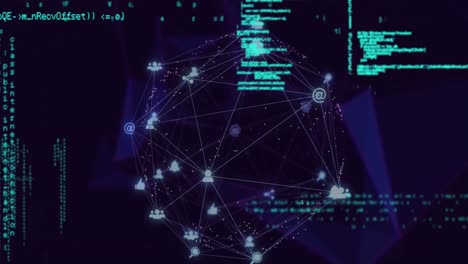 Animación-Del-Globo-Con-Red-De-Conexiones-Y-Procesamiento-De-Datos