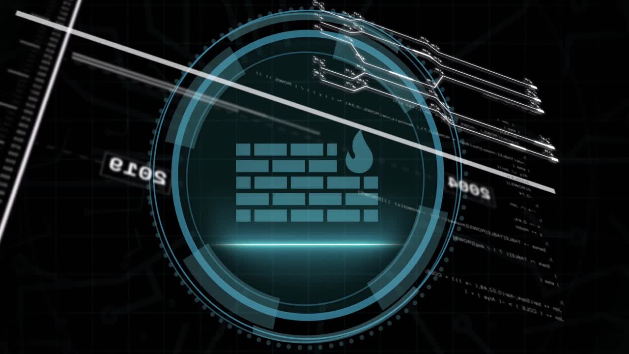 animación de la interfaz digital con procesamiento de datos sobre fondo negro