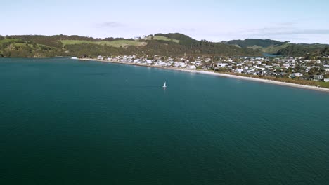 drone flight on summers day in the coromandel peninsula