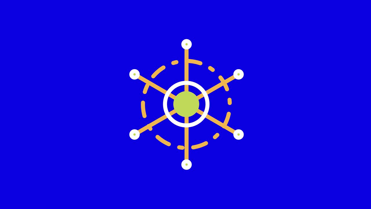 4k видео мультфильма "желтая цель" на синем фоне.