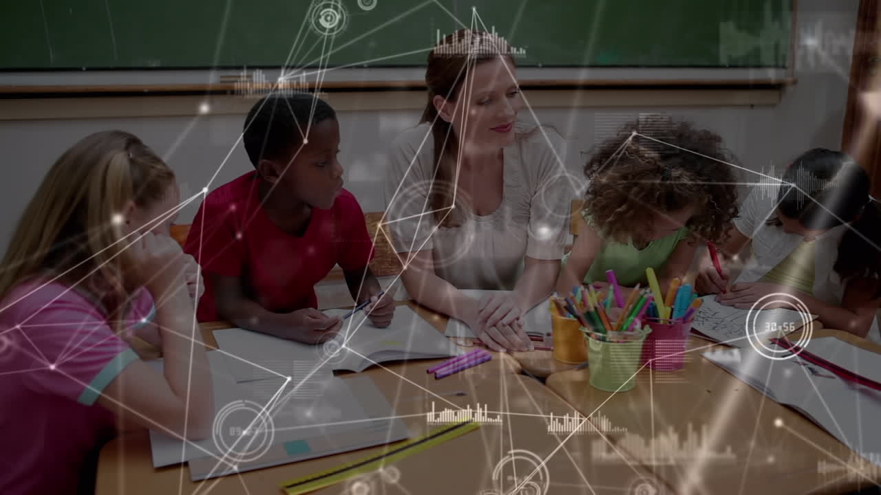 학교 아이들의 글쓰기를 통한 연결 네트워크의 애니메이션