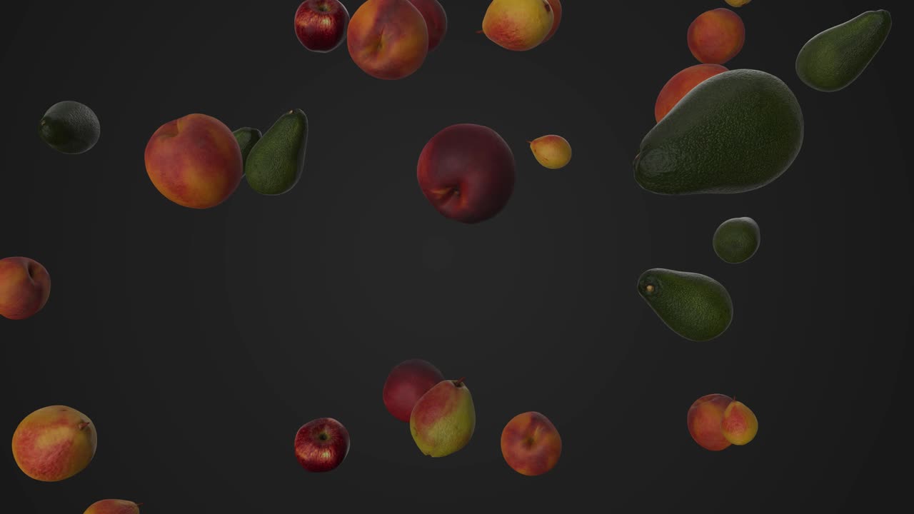 Seamless loop of falling fruits. 3d animation in 4k resolution ...