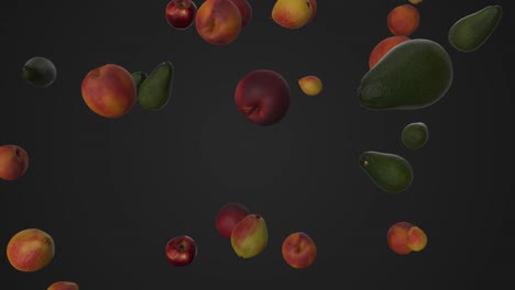 seamless loop of falling fruits. 3d animation in 4k resolution