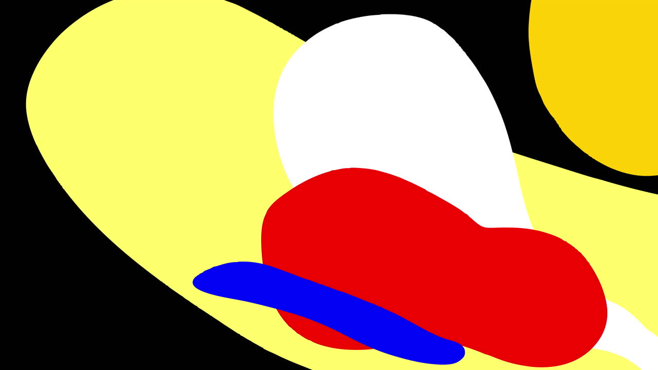 Forme astratte e colorate che si trasformano e fluiscono su sfondo nero