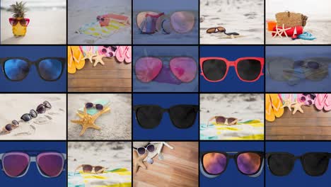 animation of holidays images changing into diverse sunglasses