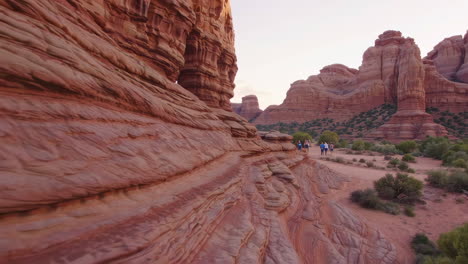 exploring majestic red rock formations in a desert landscape
