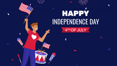 motion graphic of flat background for american 4th of july celebration