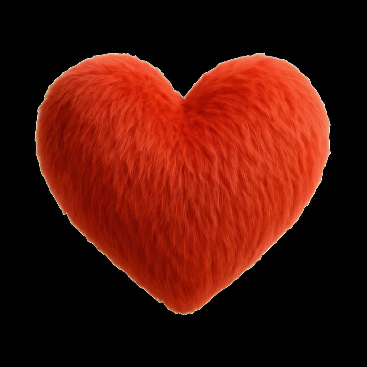 Fluffy heart animation isolated asset, transparent 4K video, alpha channel, ProRes 4444