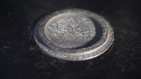 close-up of a circular metal component