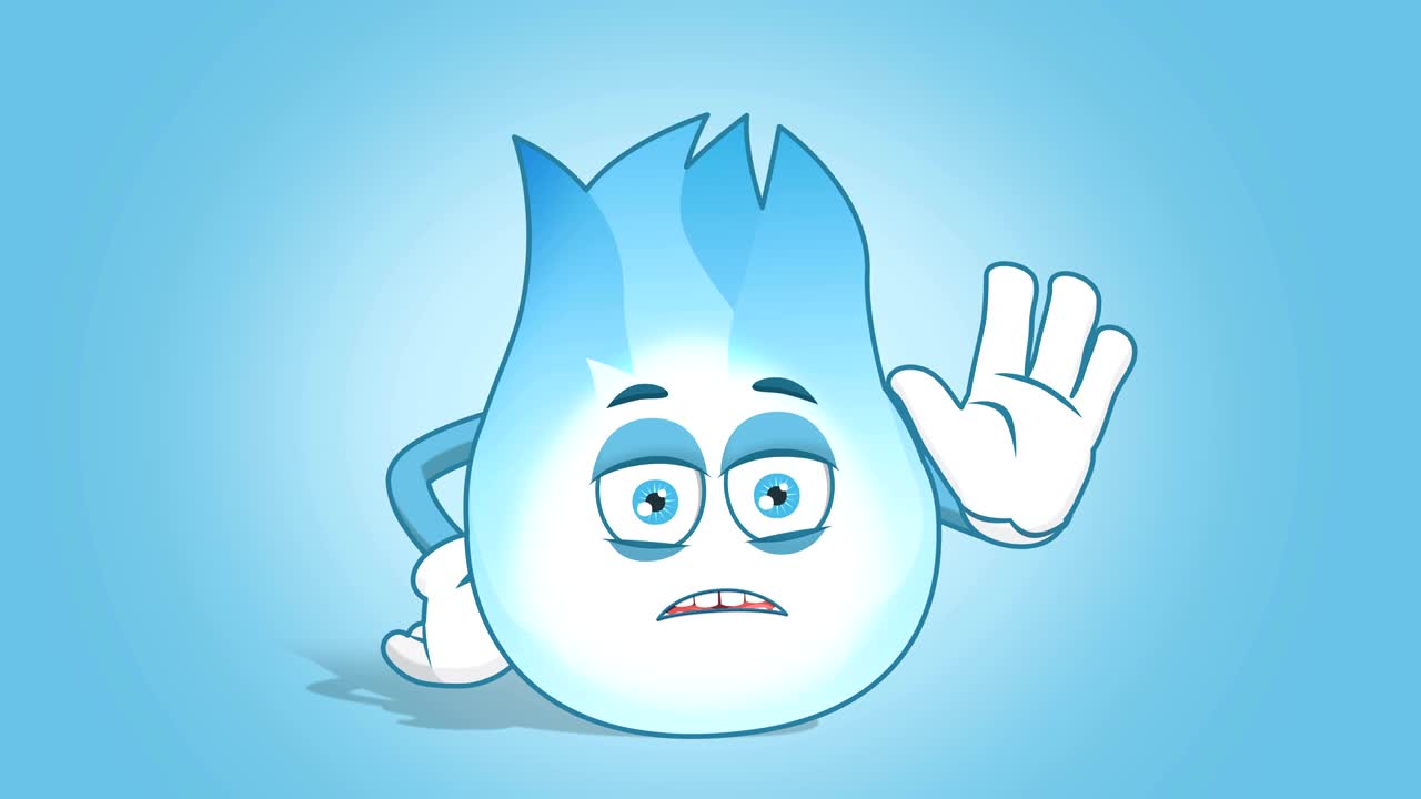 만화 가스 불꽃 정지 얼굴 애니메이션 알파 매트와 함께 손 제스처