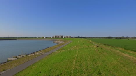 aerial shots of a new neighborhood near the sea in kruiningen, the netherlands