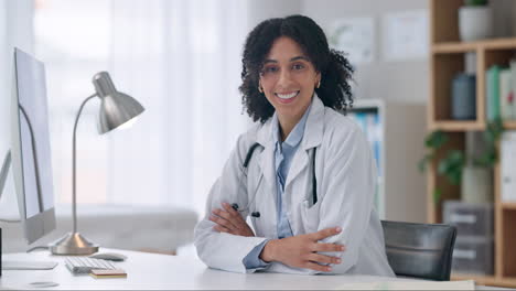 Face,-doctor-and-woman-with-arms-crossed