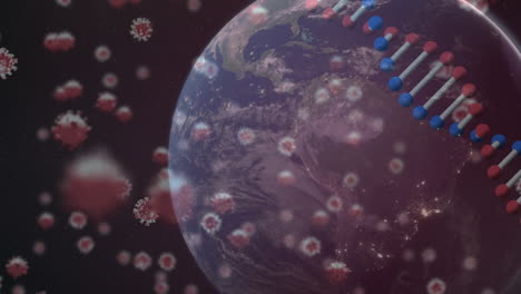 estructura del adn y células de covid-19 contra el globo