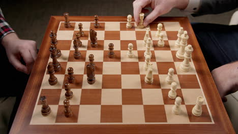 Chess-Game-Moves,-Castling,-Men-Hesitating-To-Make-Moves,-Slow-Motion