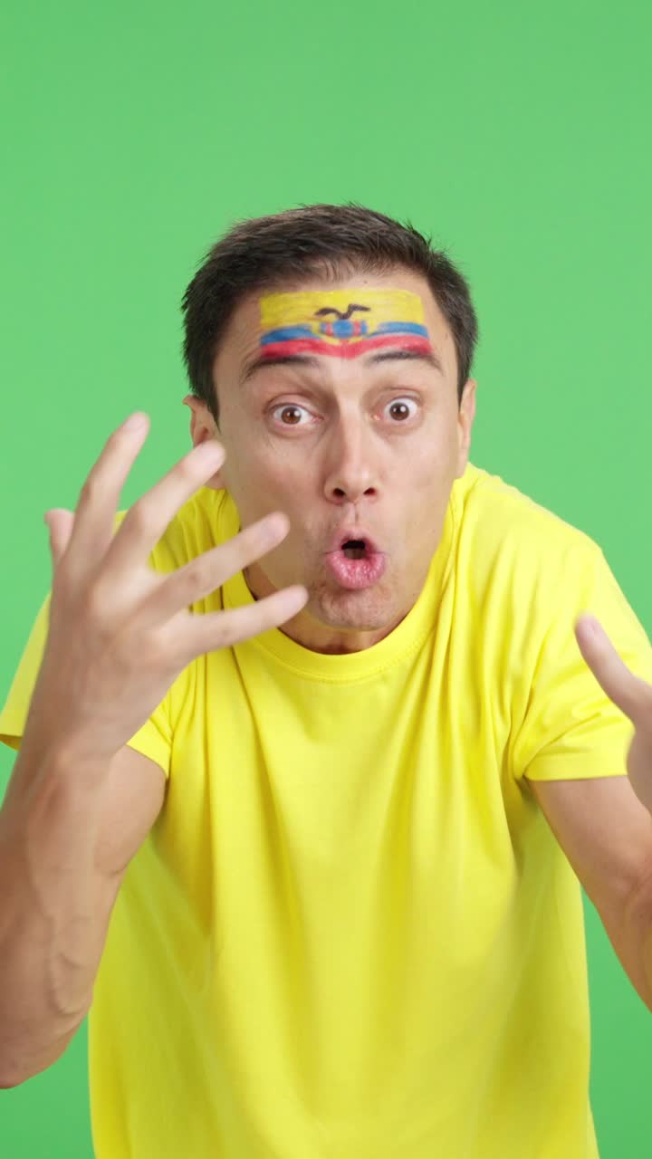 Man Cheering for Ecuador, angry with the decision of referee