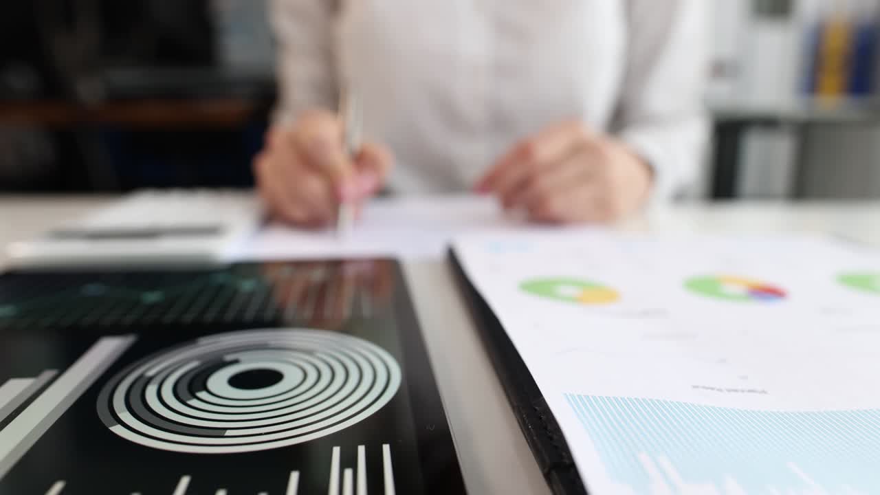 Marketer or investor working on new startup project closeup
