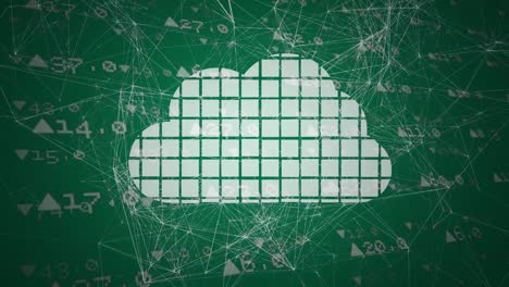 Cloud-made-from-squares-and-interconnecting-white-lines-on-green-background