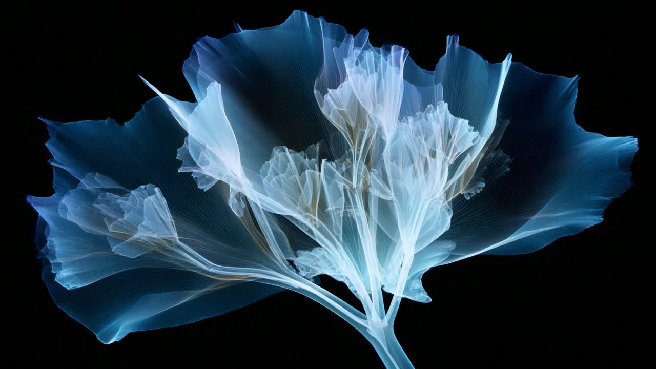 Translucent Elegance: A Stunning X-ray of a Delicate Flower Revealing Ethereal Petals, Rich Textures, and Intricate Details that Inspire Artistic Imagination and Nature's Beauty