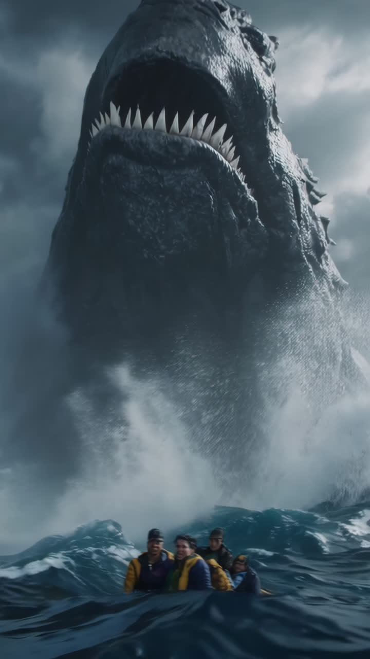 Giant Sea Monster Threatens Boaters in Epic Ocean Scene