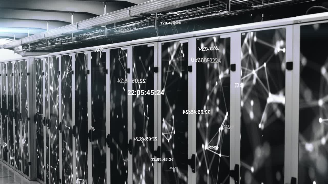 Animation of data processing over server room