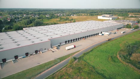 warehouse storages or industrial factory or logistics center from above